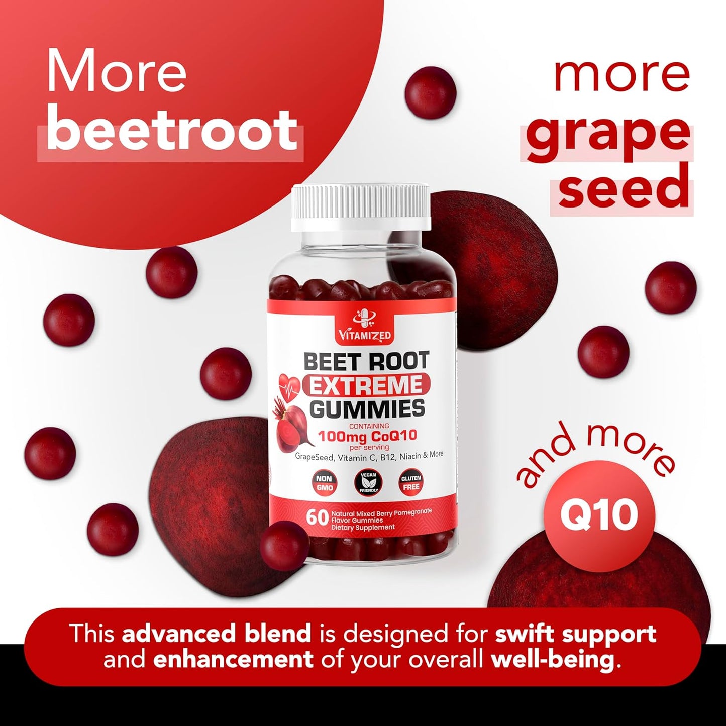 Beet Root Extreme Gummies with CoQ10, 60 Count