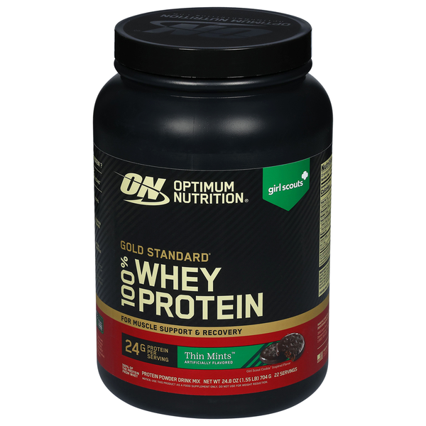 Optimum Nutrition 24g protein, 5.5g BCAAs, fast-digesting whey protein