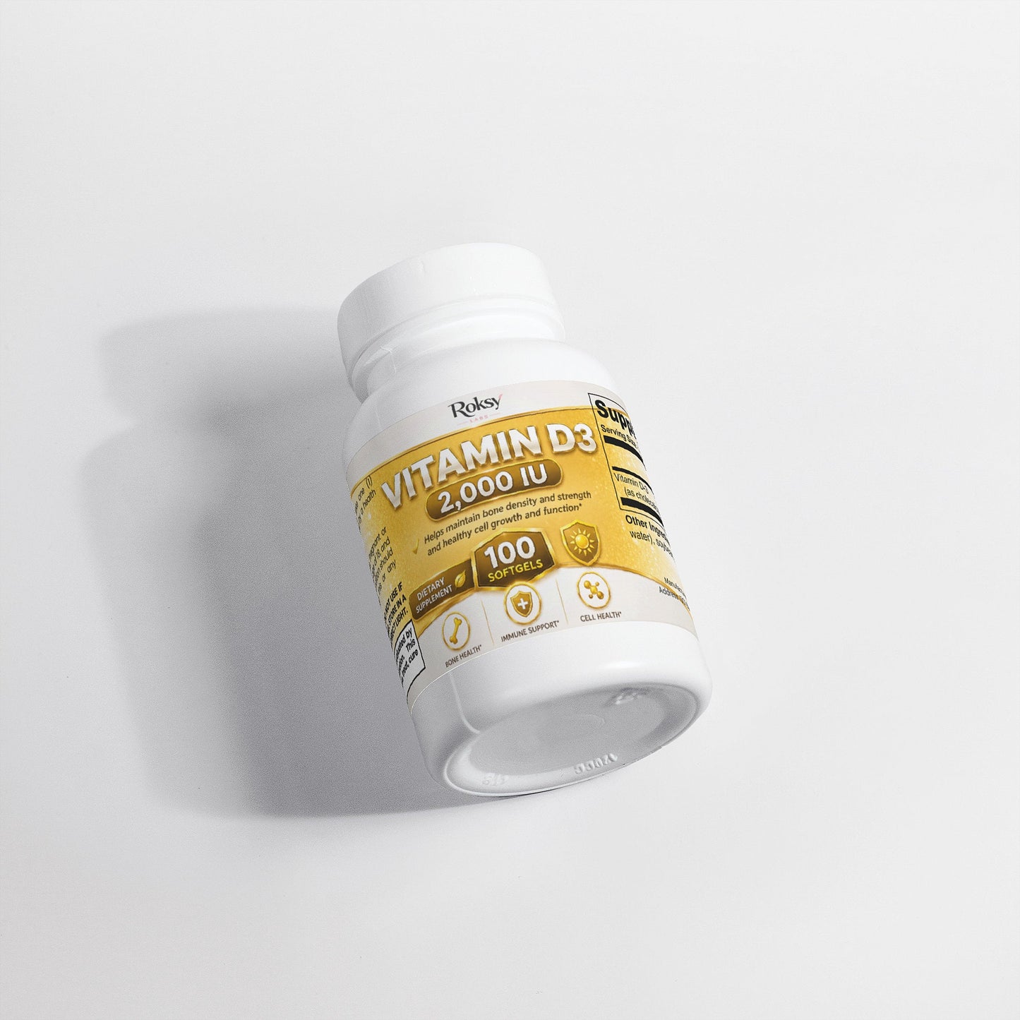 Supplement Vitamin D3 2000 IU for Bone Health 2,000 IU 100 softgels