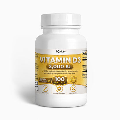 Supplement Vitamin D3 2000 IU for Bone Health 2,000 IU 100 softgels