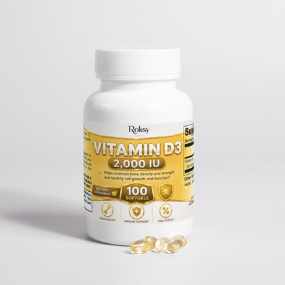 Supplement Vitamin D3 2000 IU for Bone Health 2,000 IU 100 softgels