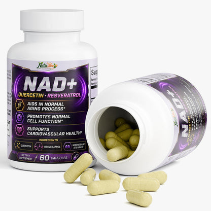 NAD+ Anti-Aging & Brain Support Supplement with Quercetin & Resveratrol – 60 Caps