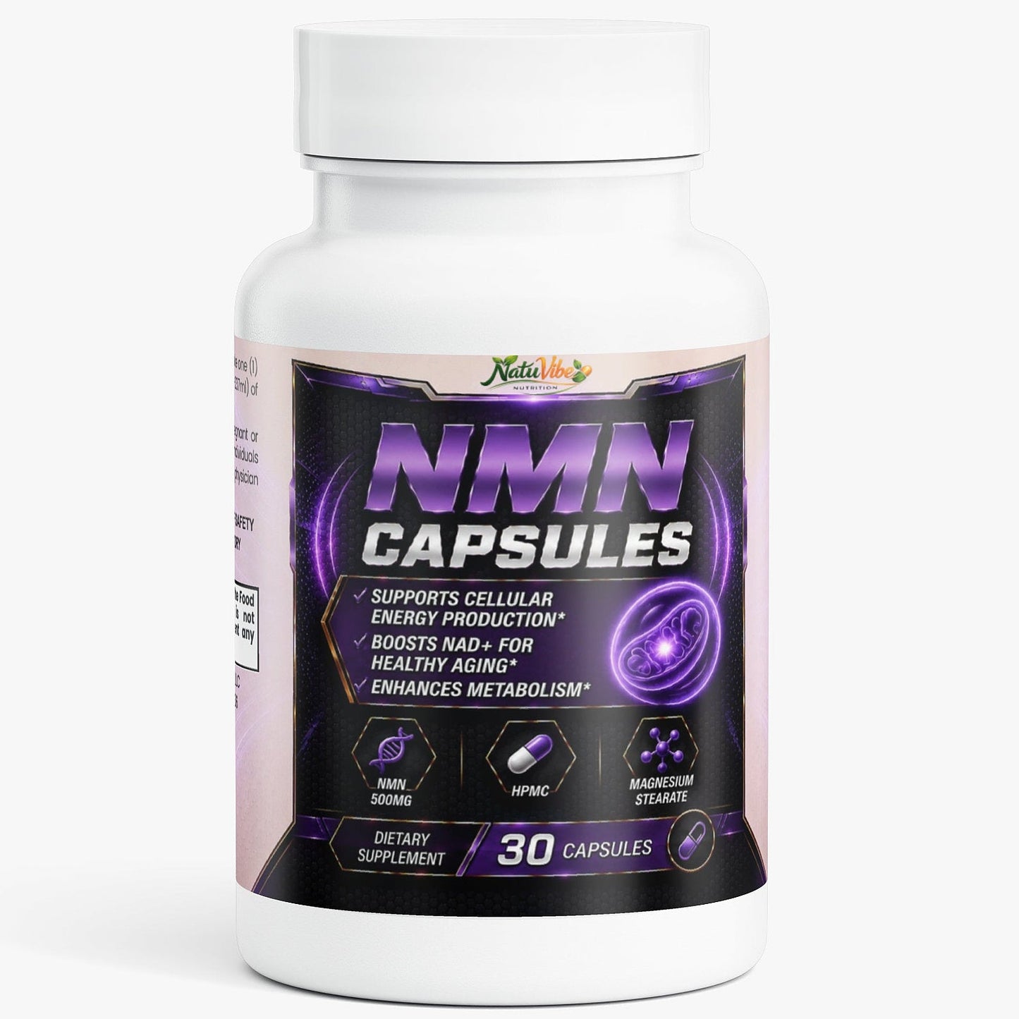 NMN Supplement for Energy Production & Cellular Health 500mg – Boost NAD+ (Longevity & Healthy Aging) 30 Caps