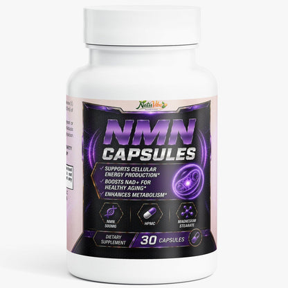 NMN Supplement for Energy Production & Cellular Health 500mg – Boost NAD+ (Longevity & Healthy Aging) 30 Caps