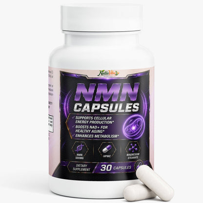 NMN Supplement for Energy Production & Cellular Health 500mg – Boost NAD+ (Longevity & Healthy Aging) 30 Caps