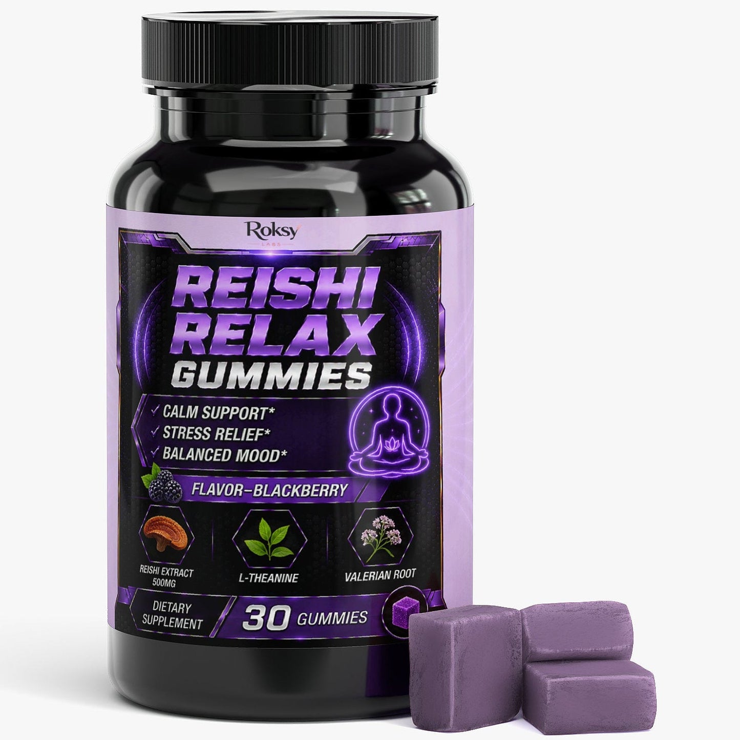 Reishi Relax Gummies 30 days supply - Calm support, Stress relief, Balanced mood