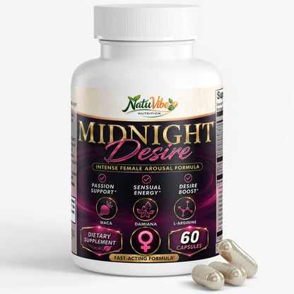 Midnight Desire Female Enhancement – Libido, Arousal & Stamina Support for Women – Maca, Ashwagandha, Ginseng & L-Arginine – 60 Ct