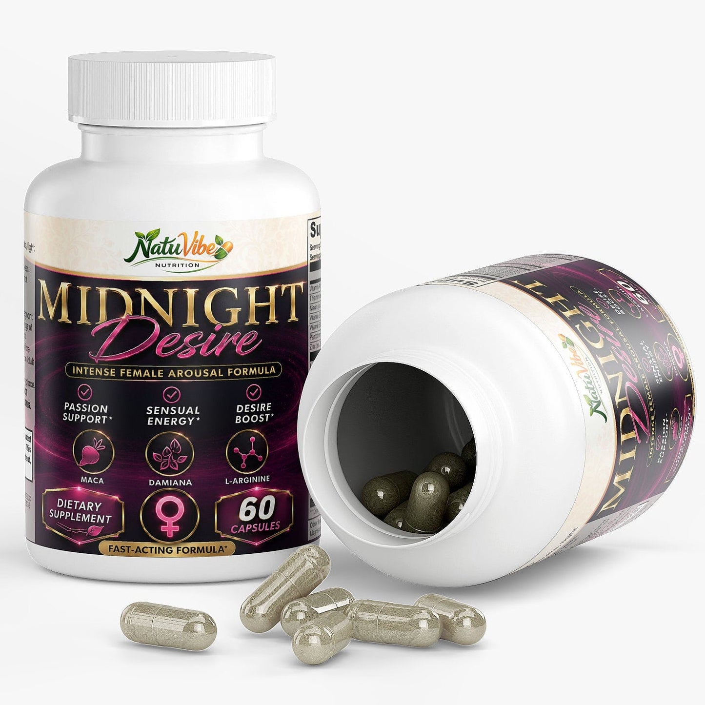 Midnight Desire Female Enhancement – Libido, Arousal & Stamina Support for Women – Maca, Ashwagandha, Ginseng & L-Arginine – 60 Ct