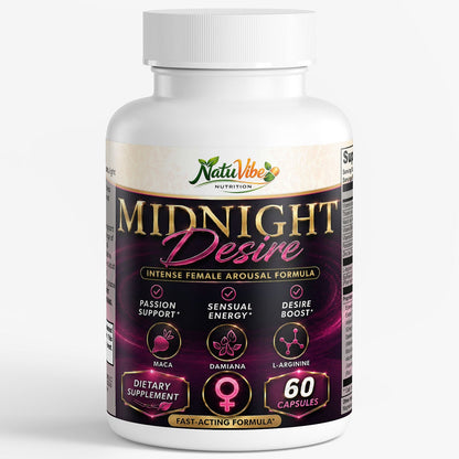 Midnight Desire Female Enhancement – Libido, Arousal & Stamina Support for Women – Maca, Ashwagandha, Ginseng & L-Arginine – 60 Ct