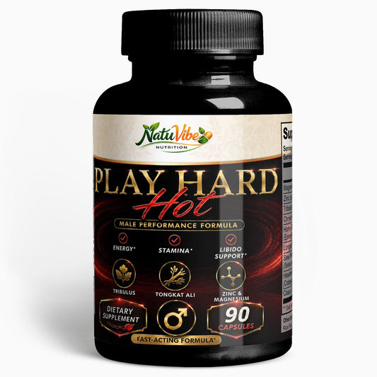 Play Hard Hot – Formel für die männliche Leistungsfähigkeit | Libido, Ausdauer & Energie | Tribulus, Tongkat Ali & Horny Goat Weed | 90 Kapseln