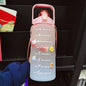 2 Liters Water Bottle Motivational Drinking Bottle Sports Water Bottle With Time Marker Stickers Portable Reusable Plastic Cups Motivational Sports Water Bottle With Time Capacity Marker BPA Free Big Large Gym Cycling Water Bottle Cup Jug For Kids School