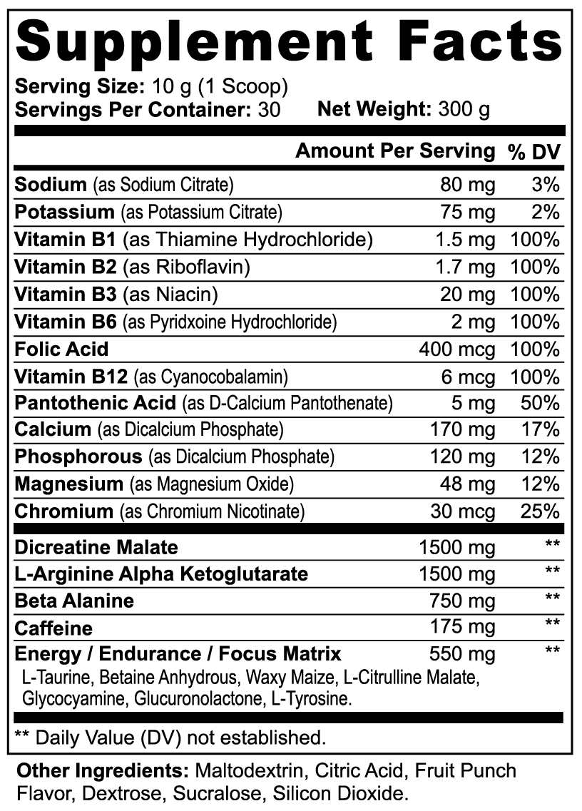 Nitric Shock Pre-Workout Pulver (Fruchtpunsch)
