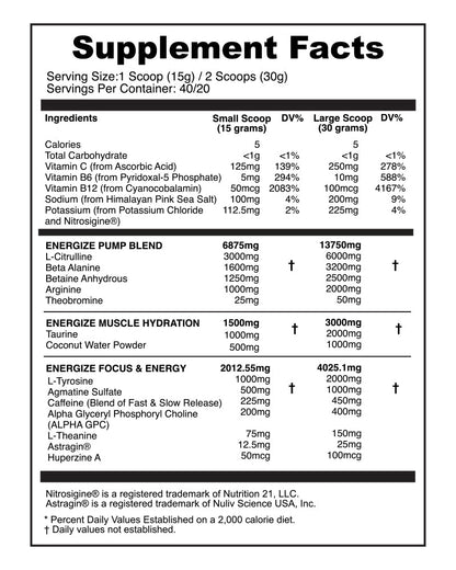 Energize Complete Pre-Workout & Pump Blend