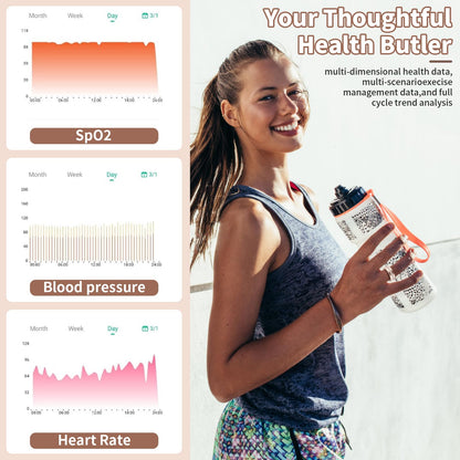 Smart Ring For Women, Health & Fitness Tracker With Heart Rate, Blood Oxygen, Sleep Monitoring, Elegant Rose Gold Design With Crystal Accents, IP68 Waterproof, Gesture Control