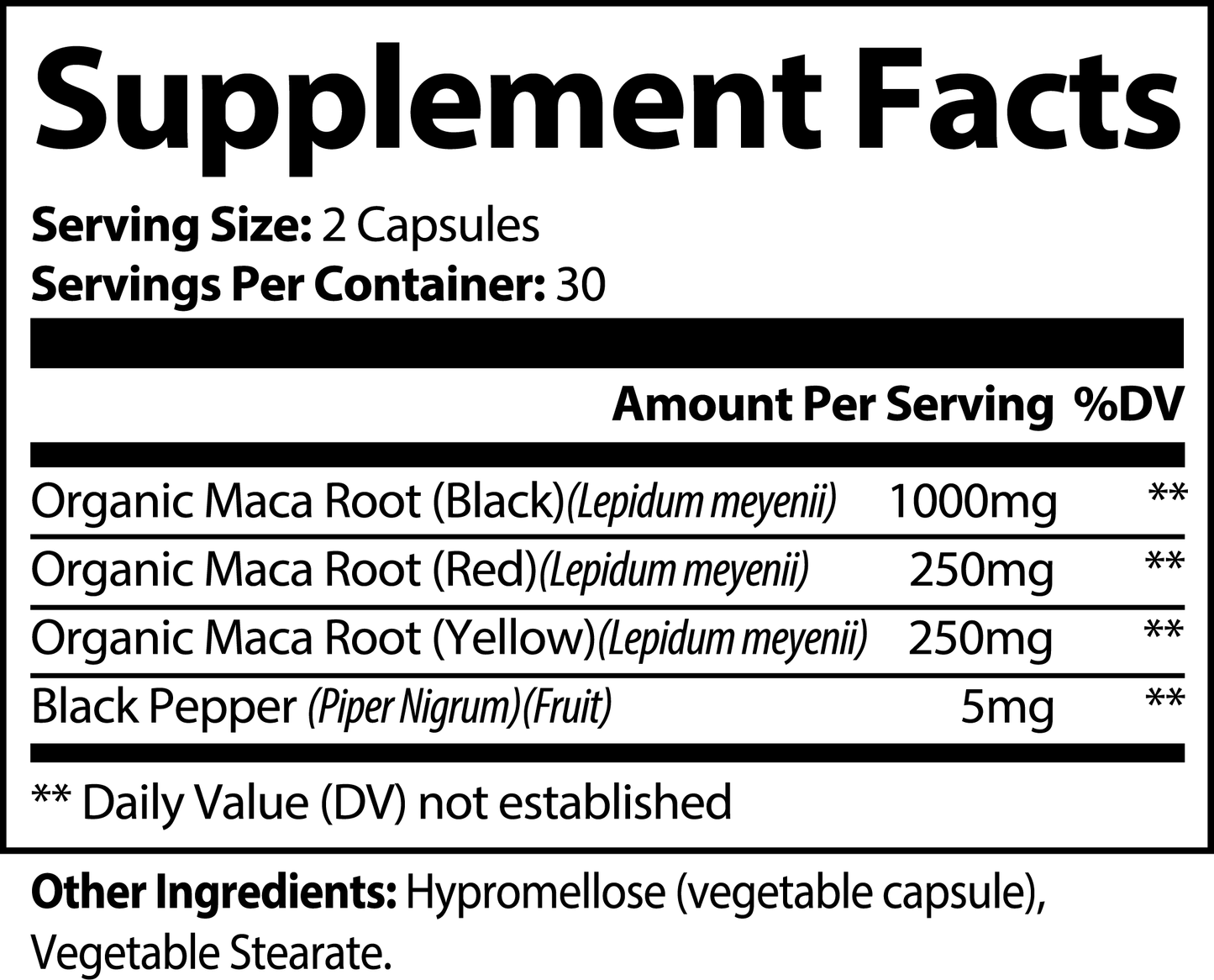 Maca Root Supplement for Libido & Stamina Maca Plus 60ct