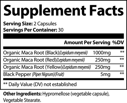 Maca Root Supplement for Libido & Stamina Maca Plus 60ct