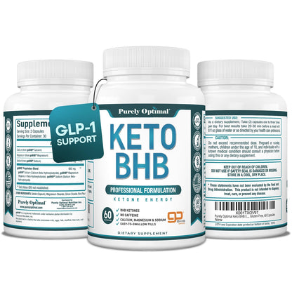 Purely Optimal Keto BHB Capsules Exogenous Ketones 120 Capsules Energy Focus