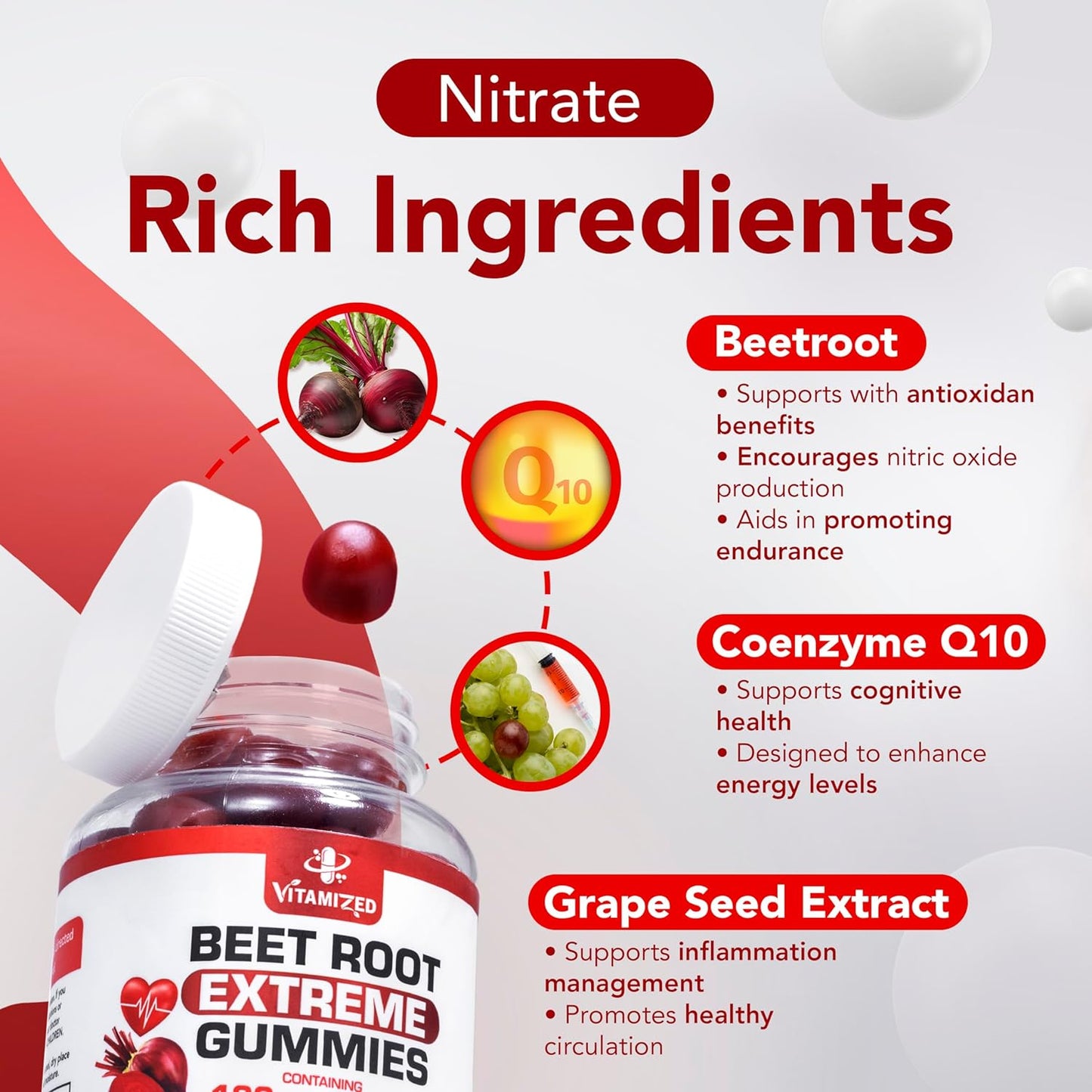 Beet Root Extreme Gummies with CoQ10, 60 Count