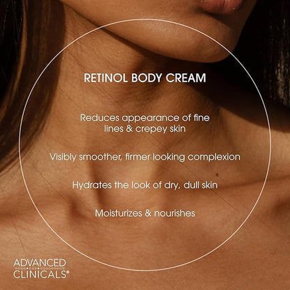 Advanced Clinicals Retinol Cream + Collagen Peptides Body Moisturizer & Face Lotion 2PC Skin Care Set | Dry Skin Body Lotion For Women & Men To Help Improve Appearance Of Crepey Skin, 2PC Bundle