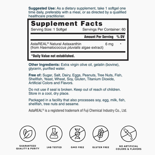 Nature's Lab AstaREAL Astaxanthin 6 mg - 60 Weichkapseln