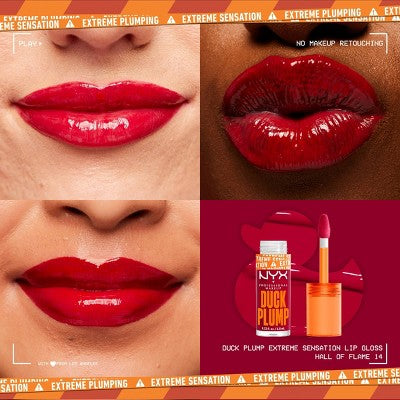 NYX Professional Makeup Duck Plump High Pigment Plumping Lip Gloss Hall Of Flame 0.23 fl oz - New