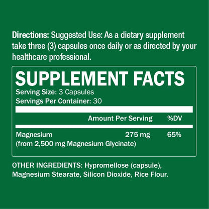Magnesium Glycinate Supplement 90 Capsules