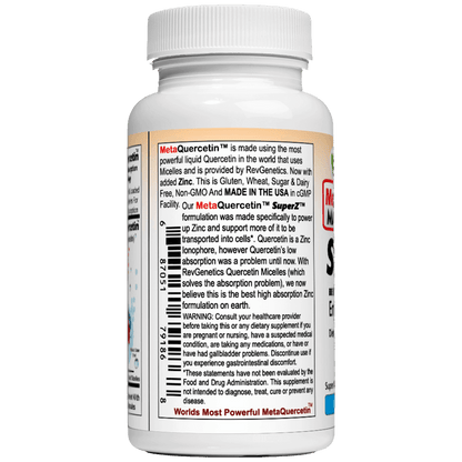 Super Z - Nano Quercetin with Zinc in Micelles Supplement - Advanced Micelle Ionophore Formula for Anti-aging Health - Immune to plain Zinc- Better than liposomal -By RevGenetics