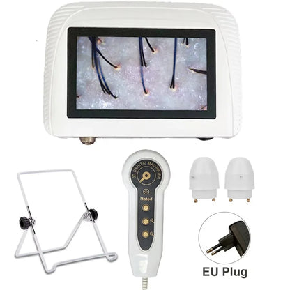 5-Inch (12.7 cm) Skin & Hair Analyzer — Rechargeable Dermoscope with 50x/200x Lenses, Scalp & Follicle Detector