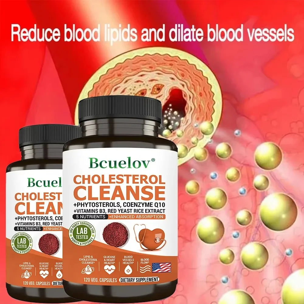 Niacinamide, Red Yeast Rice, Black Pepper Extract, Cholesterol Cleanser - Helps Lower Cholesterol Levels, 120 Capsules