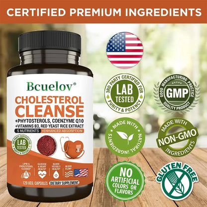 Niacinamide, Red Yeast Rice, Black Pepper Extract, Cholesterol Cleanser - Helps Lower Cholesterol Levels, 120 Capsules
