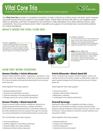 Vital Core Trio - Contains 70+ Trace Minerals, 11 Essential Vitamins, All Essential Amino Acids, & All Essential Fatty Acids