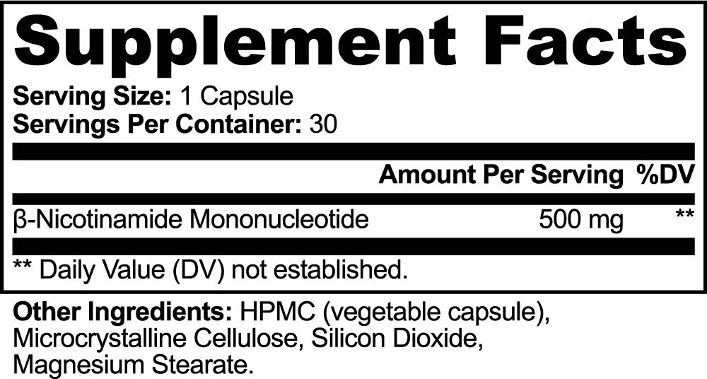NMN Supplement for Energy Production & Cellular Health 500mg – Boost NAD+ (Longevity & Healthy Aging) 30 Caps