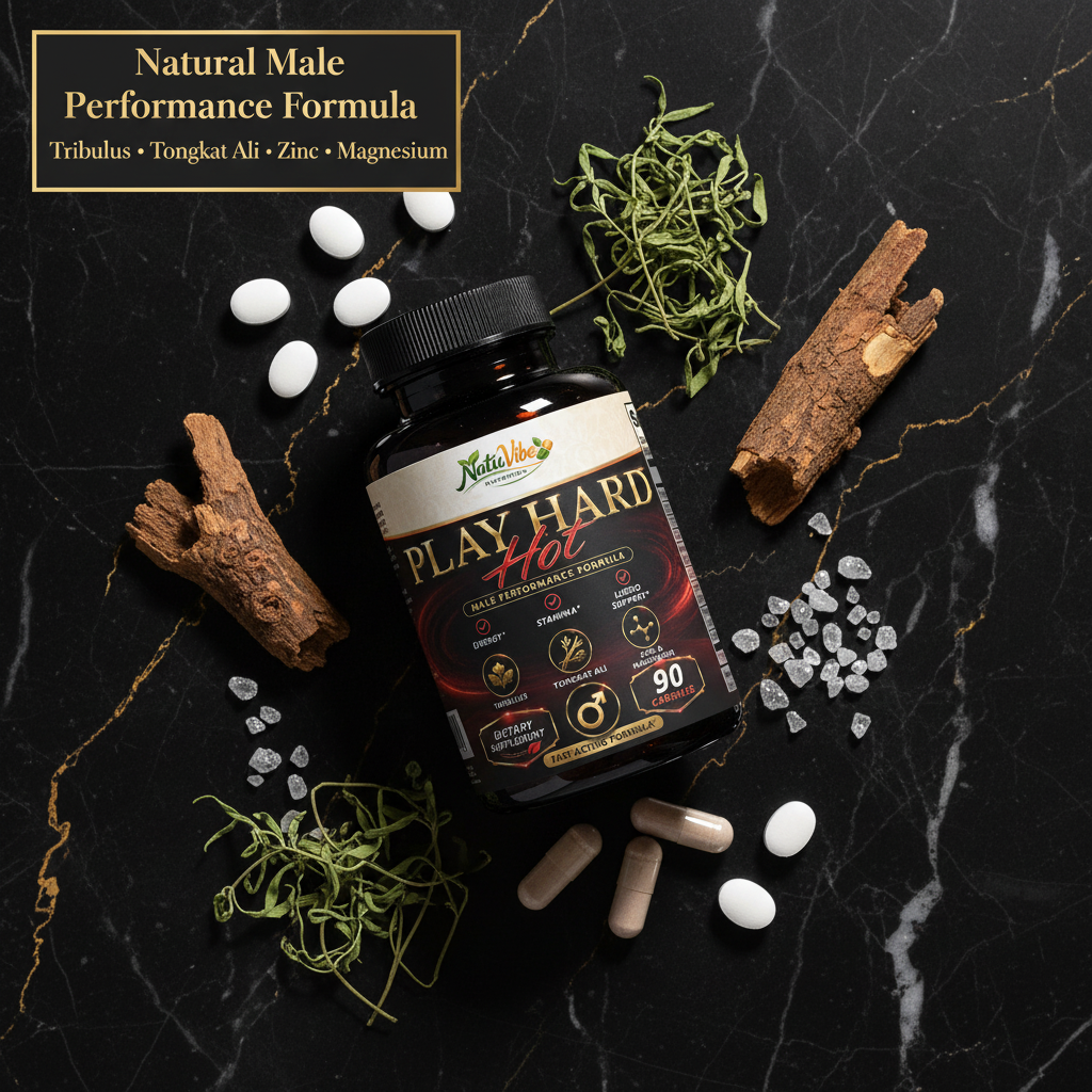 Play Hard Hot – Male Performance Formula | Libido, Stamina & Energy | Tribulus, Tongkat Ali & Horny Goat Weed | 90 Caps