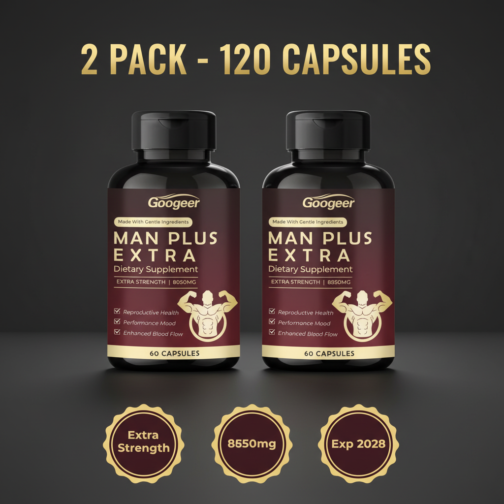 Man Plus Extra Strength 8050mg 2 Pack | 120 Capsules | Reproductive Health Performance and Blood Flow | Exp 2028
