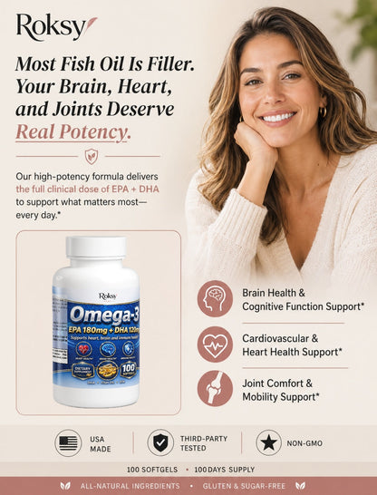Omega-3 EPA 180mg + DHA 120mg - 100 Softgels