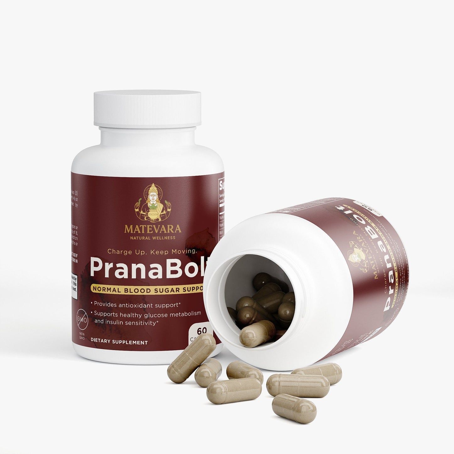 PranaBolt Blood Sugar Support | Glucose Metabolism Capsules | 60 Count