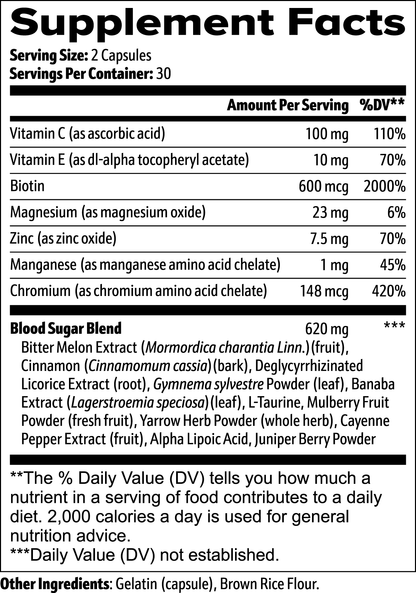 Normal Blood Sugar Support Capsules - Glucose Levels 60 ct