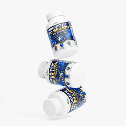 Probiotic Food Supplement - 40 Billion 60 Capsules with Prebiotics